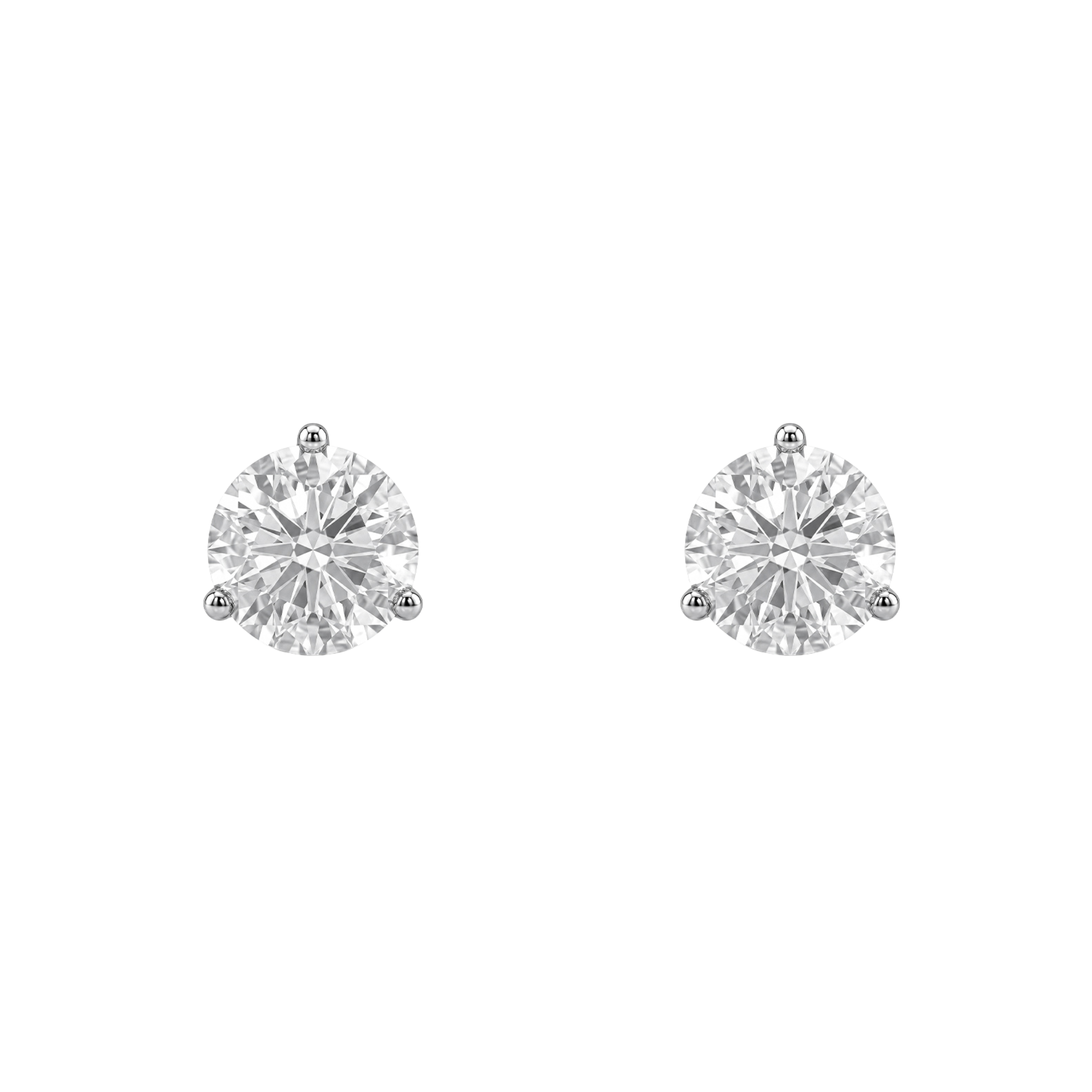 Round Brilliant Diamond Stud Earrings - Martini Setting