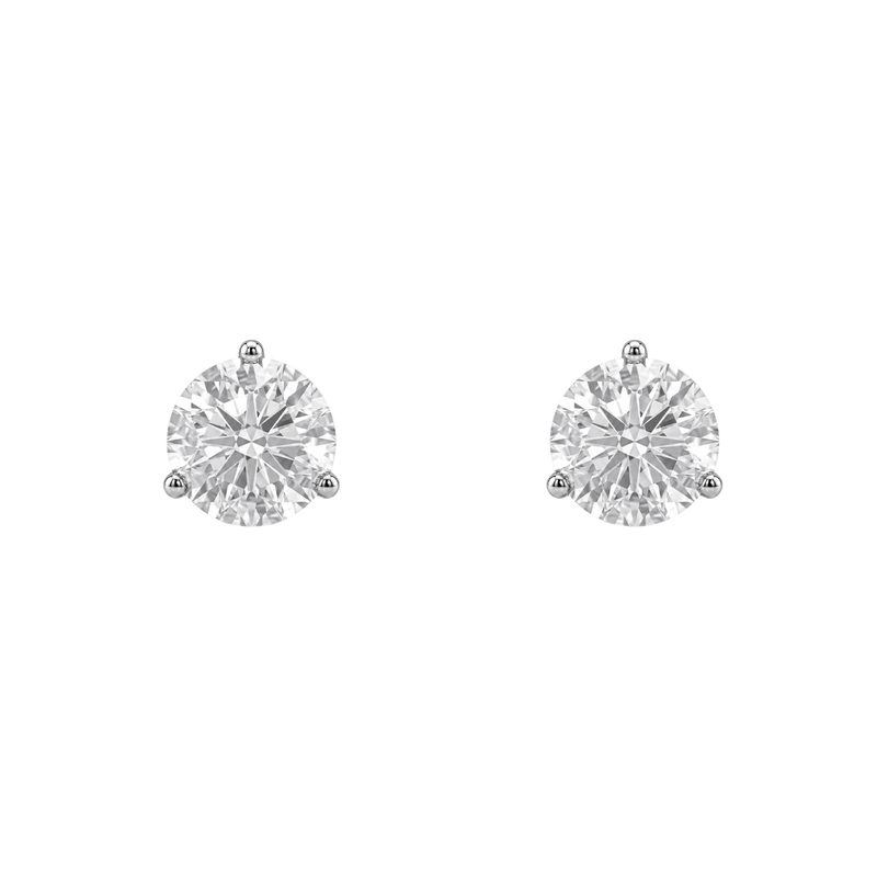 Round Brilliant Diamond Stud Earrings - Martini Setting