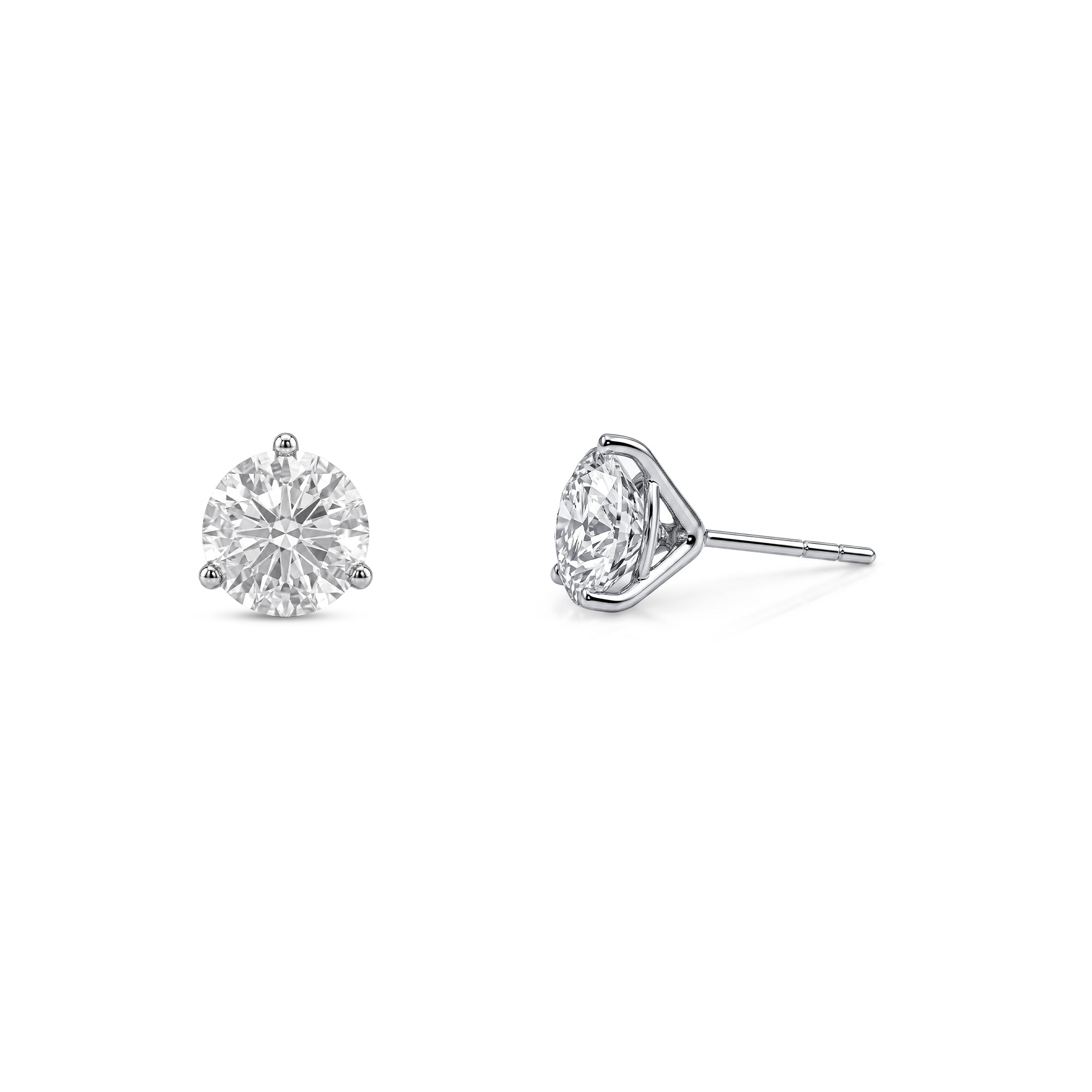 Round Brilliant Diamond Stud Earrings - Martini Setting