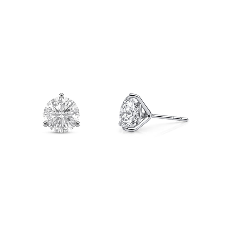Round Brilliant Diamond Stud Earrings - Martini Setting