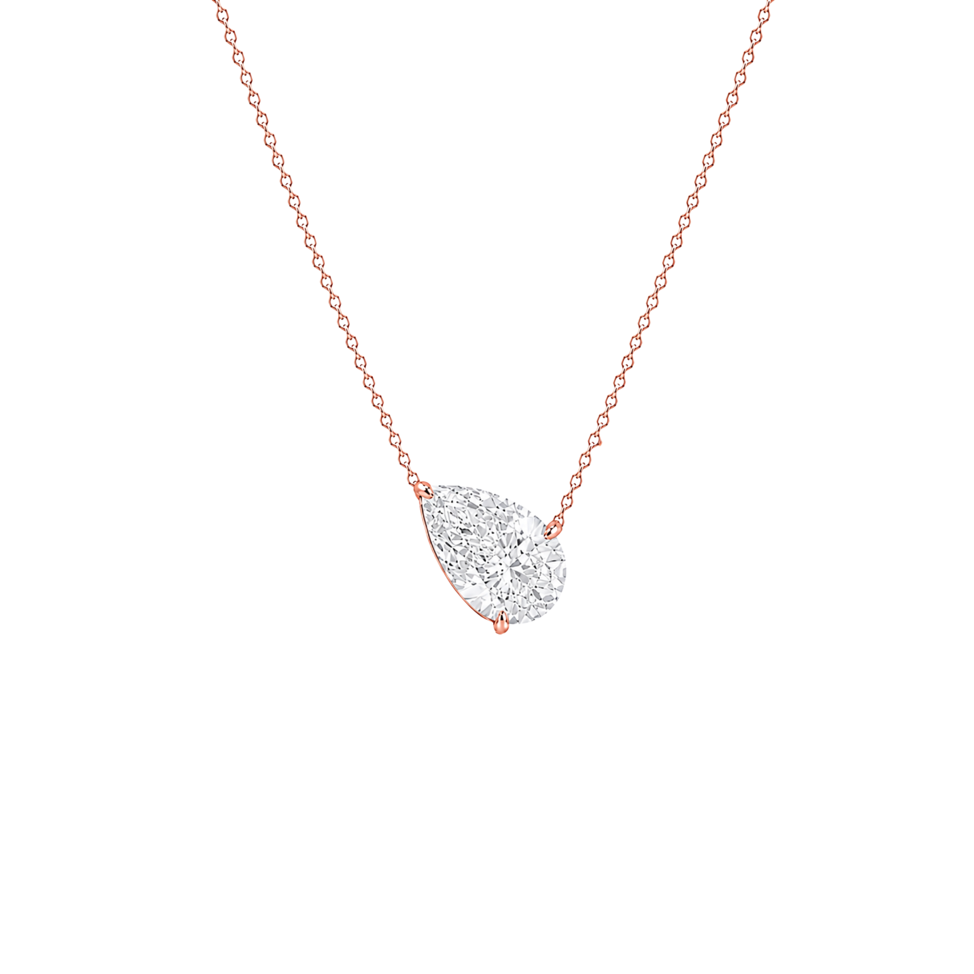 Tilted Pear Cut Solitaire Diamond Pendant