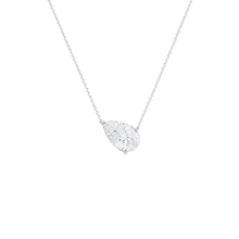Tilted Pear Cut Solitaire Diamond Pendant