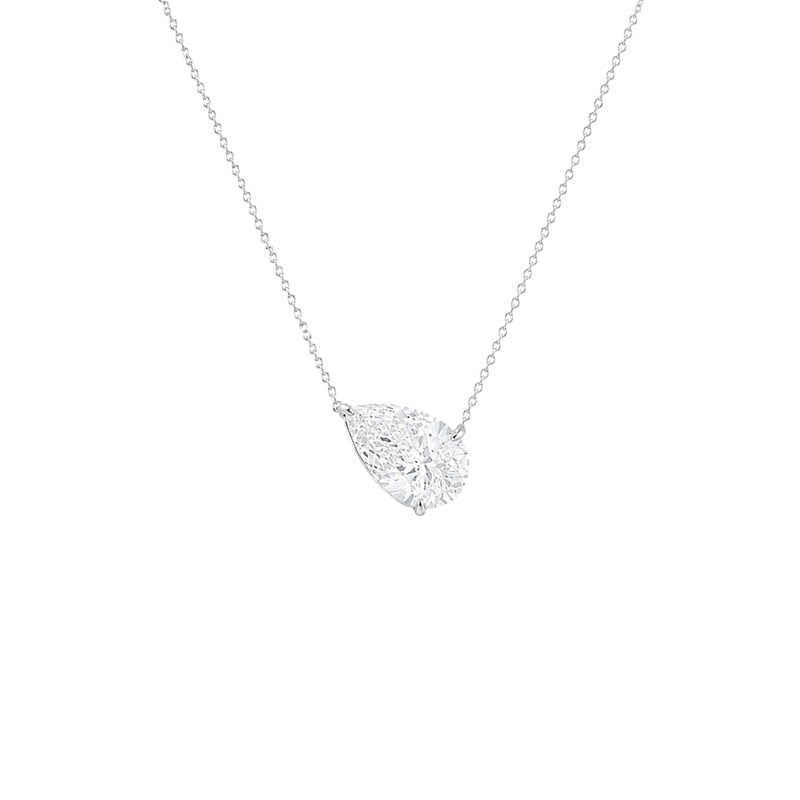 Tilted Pear Cut Solitaire Diamond Pendant