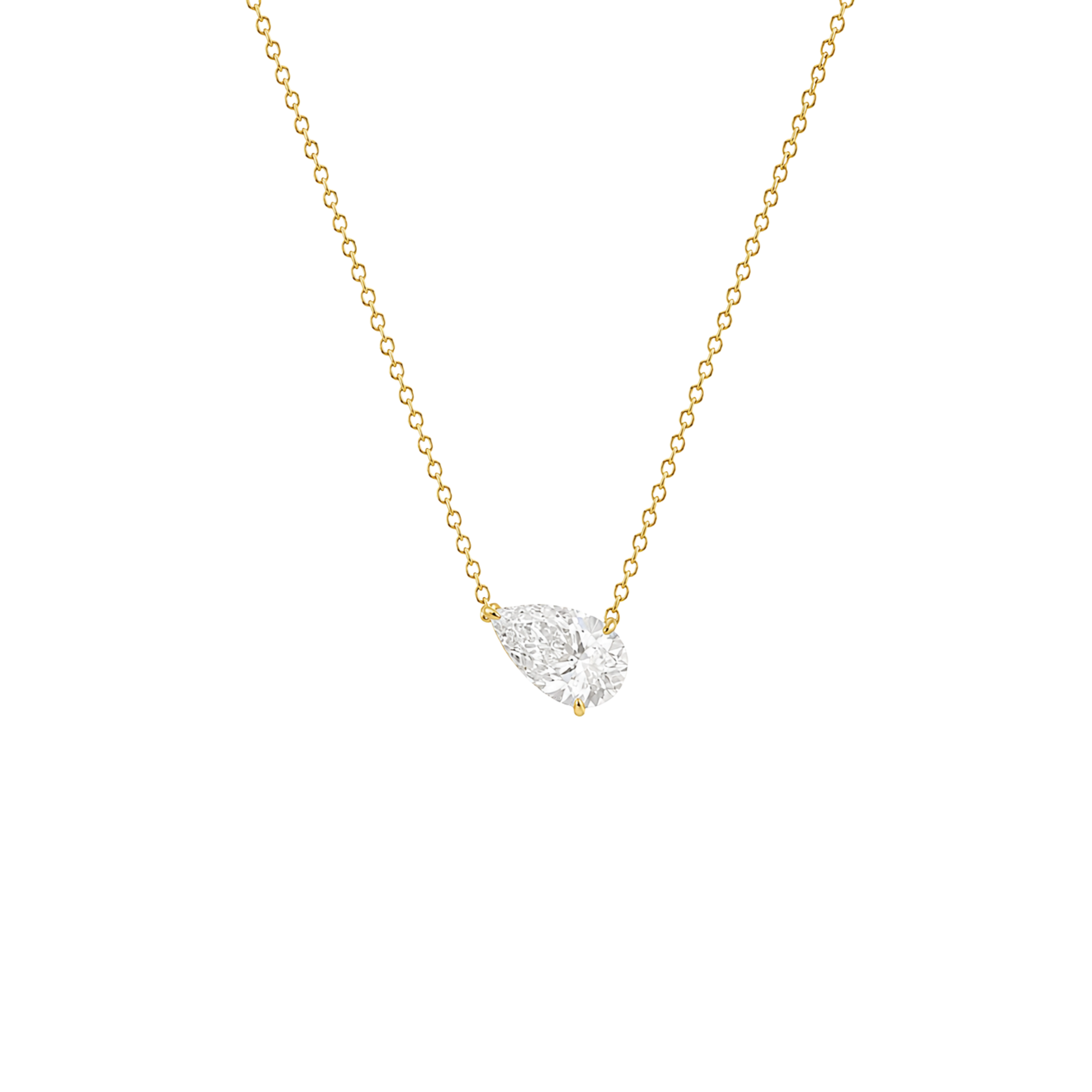 Tilted Pear Cut Solitaire Diamond Pendant