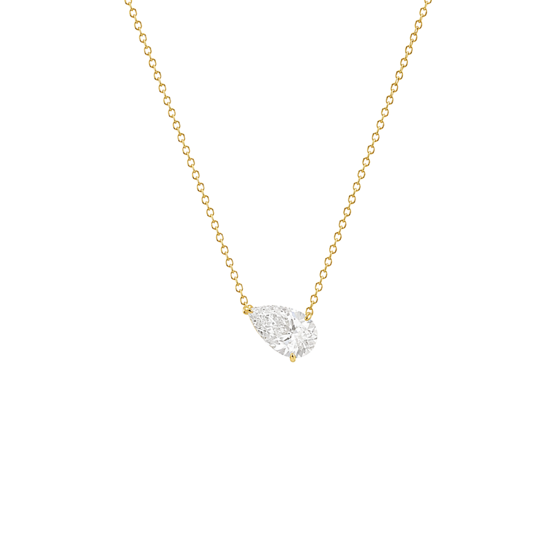 Tilted Pear Cut Solitaire Diamond Pendant